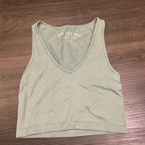 Aeropostale Seriously Soft Ribbed Crop Top - Light Green